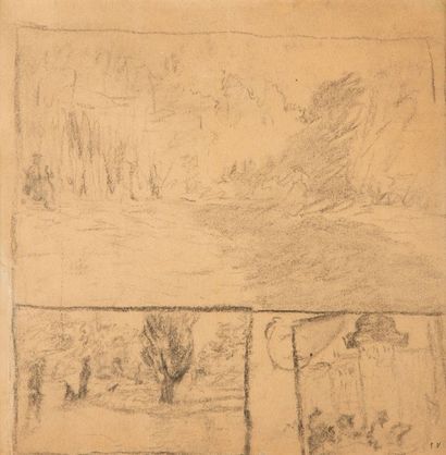 Edouard VUILLARD (1868-1940) 
Paysages (feuille d’études), vers 1897
Fusain sur vélin...
