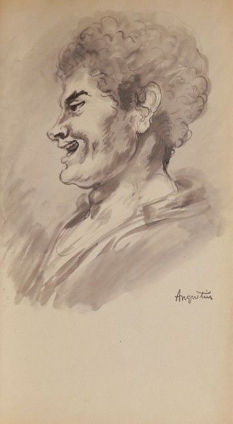 LOUIS ANQUETIN (1861-1932) 
Profils d’homme
2 lavis d’encre.
Porte le timbre de la...