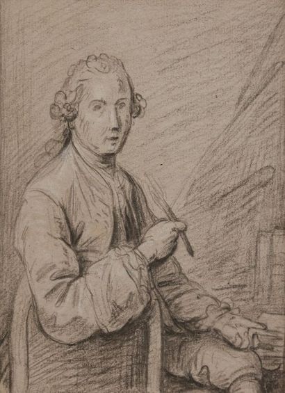 ÉCOLE FRANÇAISE du milieu du XVIIIe siècle 
Deux portraits d’hommes écrivant
Crayon...