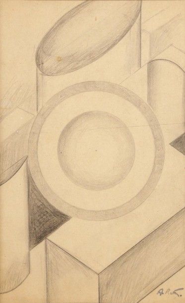 ALFRED RETH (1884-1966) 
Composition géométrique, vers 1930
Dessin à la mine de plomb.
Porte...