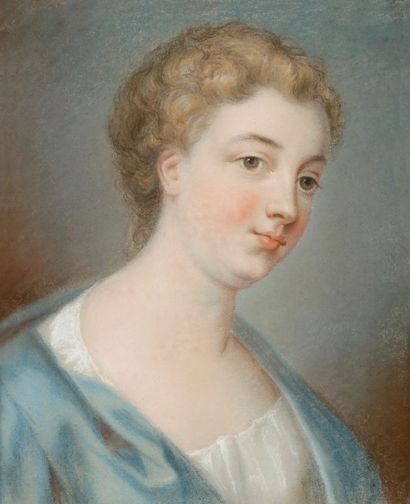 Ecole FRANCAISE vers 1800 
Portrait de femme de trois-quarts
Pastel.
41,2 x 35,2...