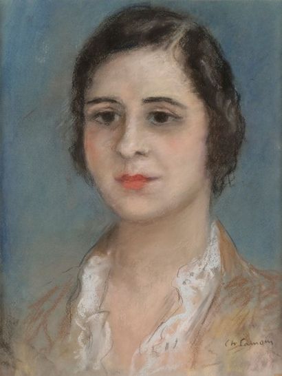 Charles CAMOIN (1879-1965) 
Portrait de Madame Suzanne Ray, 1933
Pastel.
Signé en...