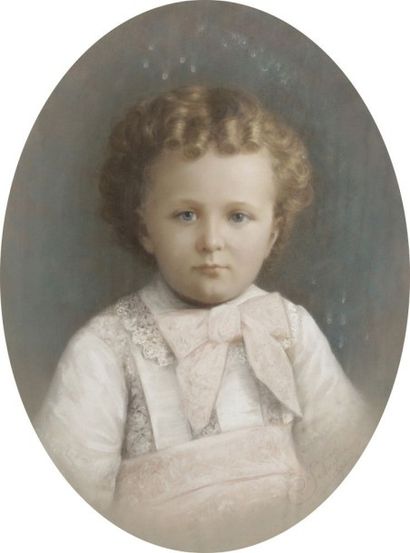 École Française du XIXe siècle Portrait de jeune garçon, 1876
Pastel, ovale
49 x...