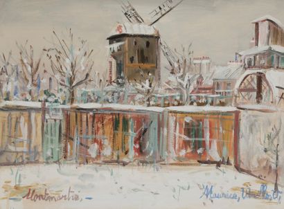 Maurice UTRILLO (1883-1955) Montmartre, le Moulin de la Galette, vers 1933-35
Gouache.
Signée...