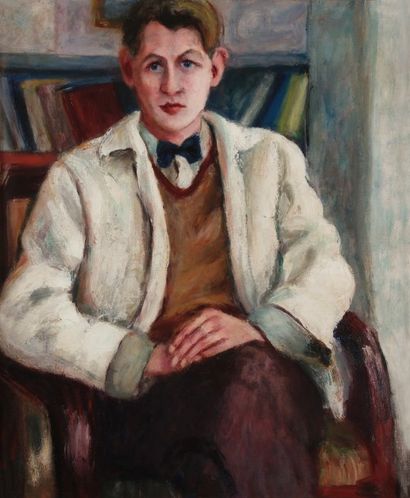 Attribué à Roderic O’CONOR (1860-1940) Jeune homme à la veste blanche
Huile sur toile.
Porte...