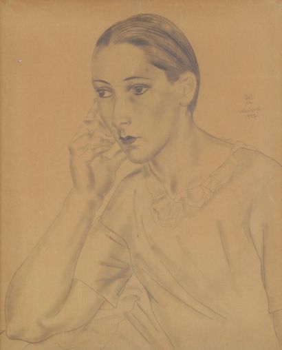Léonard Tsuguharu FOUJITA (1886-1968) Portrait de femme de trois-quart, 1927
Dessin...
