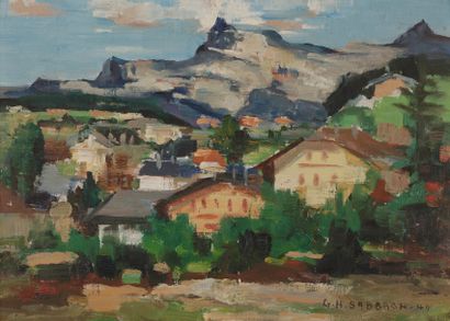 Georges SABBAGH (1887-1951) Paysage, 1949
Huile sur carton.
Signée et datée en bas...