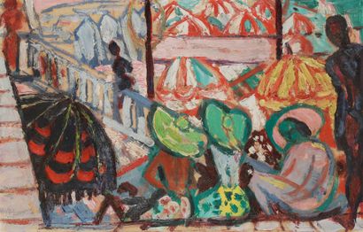 Roger Marcel LIMOUSE (1894-1990) Bord de mer aux parasols
Huile sur toile.
Signée...