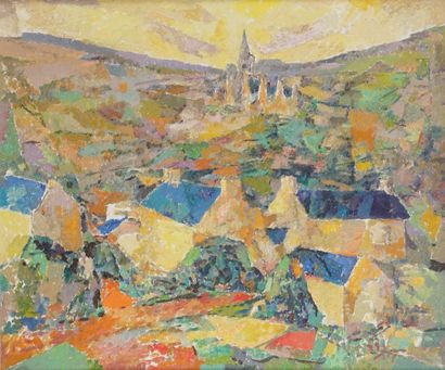 Macario VITALIS (1898-1990) Village breton (autour de Plestins les Grèves), 1963
Huile...