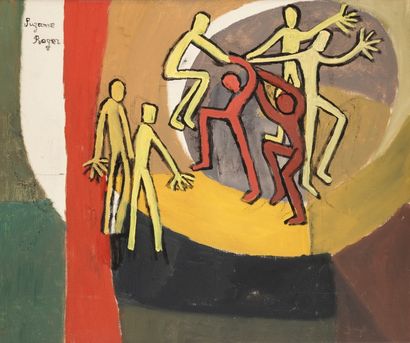 Suzanne ROGER (1899-1986) Danseurs, 1981
Huile sur toile.
Signée en haut à gauche.
50...