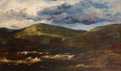 Henry MOORE (1831-1895) Paysage de lande écossaise, 1895
Huile sur toile.
Signée...