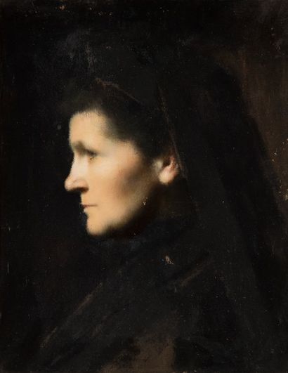 Jean-Jacques HENNER (1829-1905) Portrait de Mme Camille Wetzel, née Eugénie Henner,...