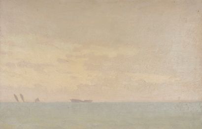 Charles LACOSTE (1870-1959) Arcachon, bateaux sur le bassin, 1895
Huile sur papier.
Située...
