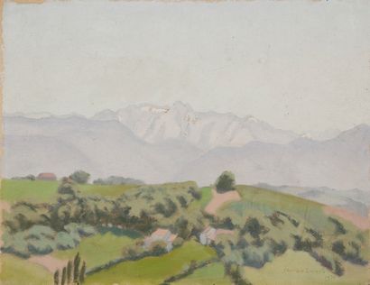 Charles LACOSTE (1870-1959) Paysage du Pays basque, 1930
Huile sur papier.
Signée...