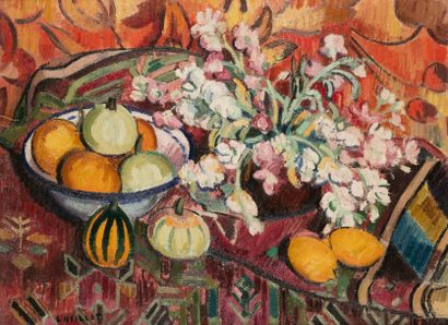 Louis NEILLOT (1898-1973) Nature morte aux Coloquintes, 1946
Huile sur toile.
Signée...