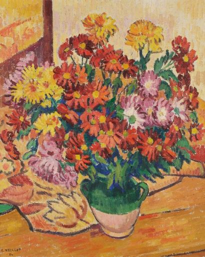 Louis NEILLOT (1898-1973) Bouquet de chrysanthèmes, 1954
Huile sur toile.
Signée...