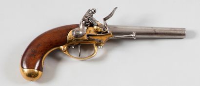 null Pistolet d’arçon à silex modèle 1777, 1er type. 
Canon rond à méplats, poinçonné...