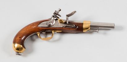 null Pistolet d’arçon à silex modèle 1822.
Canon rond à pans au tonnerre, poinçonné....