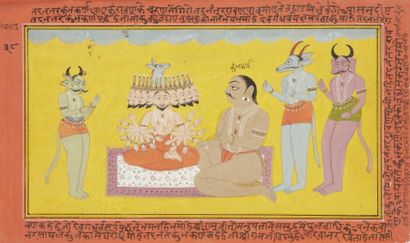 null Illustration d’un épisode d’un Ramayana, Rajasthan, XIXe siècle
Gouache sur...