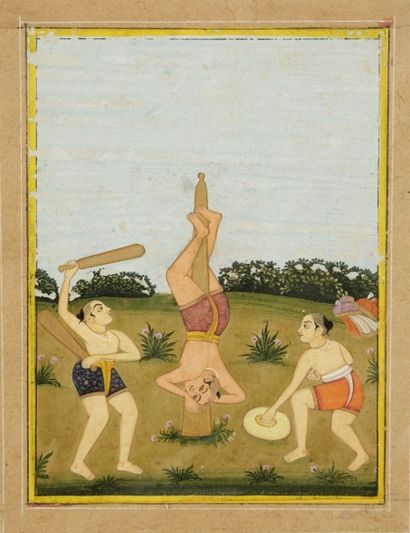 null Deshakhya Ragini, Rajasthan, Jaïpur, XIXe siècle 
Gouache sur page d’album à...