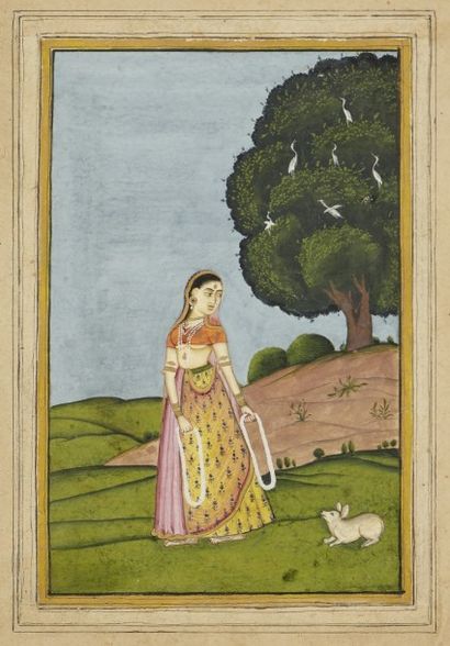 null Kakubha Ragini, illustration d’un Ragamala, Rajasthan, XIXe siècle 
Gouache...