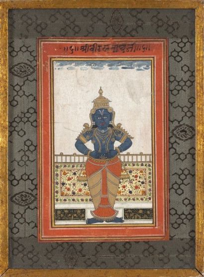 null Vishnu samabhanga, Inde du Sud, XIXe siècle
Gouache sur page cartonnée, d’une...