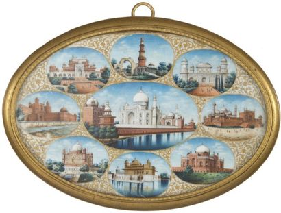 null Huit vues de monuments moghols, Inde, période raj, seconde moitié du XIXe siècle
Miniatures...