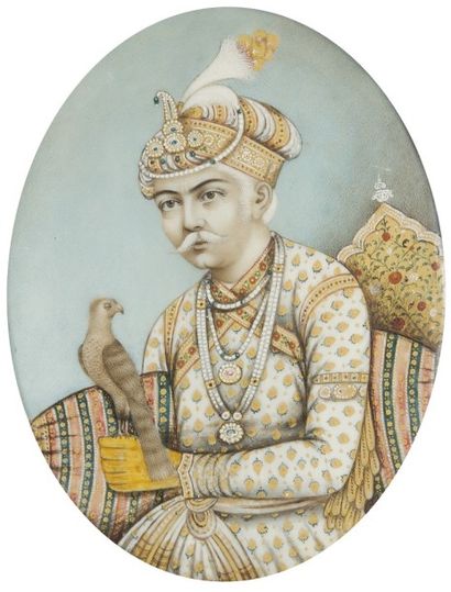 null Portraits de l’empereur Akbar et sa femme Jodha Bai, Inde, Company school, XIXe...