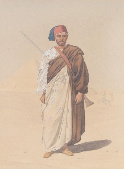 Louis Émile PINEL DE GRANDCHAMP(1831-1894) Tirailleur égyptien devant Gizeh-Egyptienne...