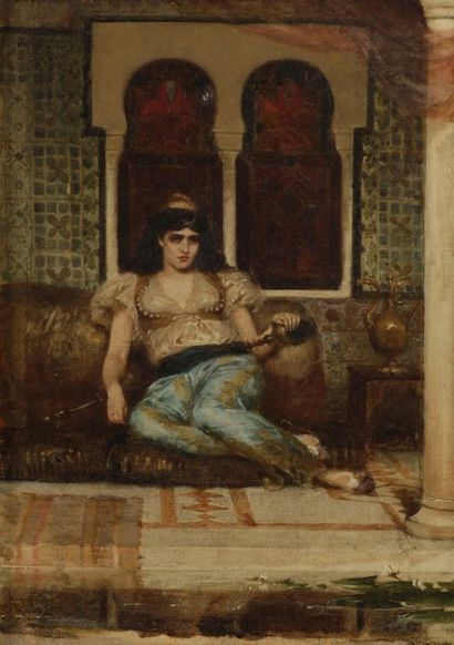 Fernand CORMON (1845-1924) Femme orientale dans un intérieur, 1873
Huile sur toile.
Signée...