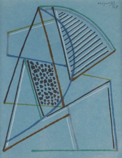 Alberto MAGNELLI (1888-1971) Composition, 1957
Dessin au feutre sur papier bleu.
Signé...