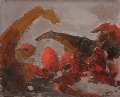 Antonio GUANSE [espagnol] (1926-2008) Composition, 1961
Huile sur toile.
Signée et...