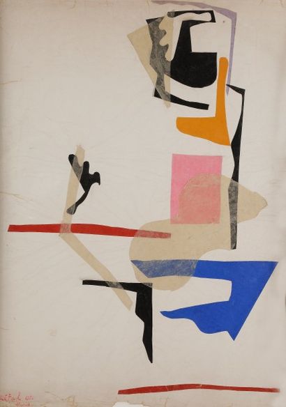 Devrim NEJAD [turc] (1923-1995) Composition, 1951
Collage.
Signé et daté en bas à...