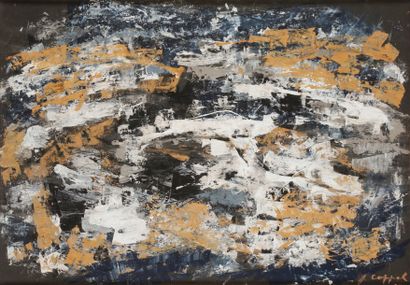 Jeanne COPPEL (1896-1971) Composition, 1958
Gouache sur papier marouflé sur toile.
Signée...