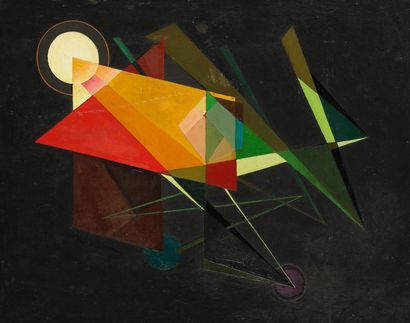 Félix DEL MARLE (1889-1952) Heptagones, 1946
Huile sur panneau.
(Petites restaurations).
35...