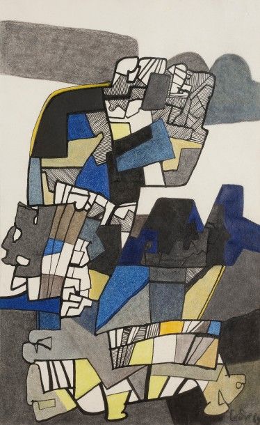 Maurice Estève (1904-2001) Composition, 1969
Encre, fusain et crayon de couleurs...
