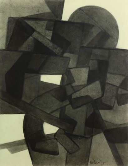 Maurice Estève (1904-2001) Printemps noir, 1977
Pastel et pierre noire.
Signé et...