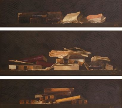 Pierre SKIRA (né en 1938) Les Livres
Pastel en triptyque horizontal.
Signé sur chaque...