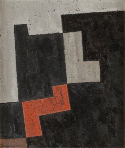 Jean LEPPIEN (1910-1991) Composition, 1958
Huile sur toile.
Signée et datée en bas...