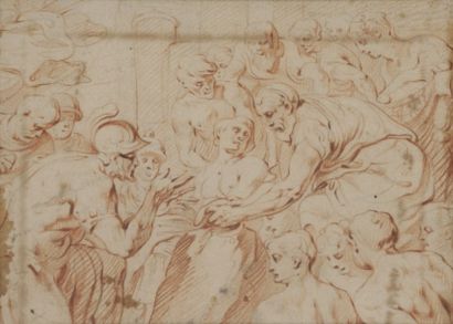 null École de Jacob JORDAENS (1593 - 1678).
Scène d’histoire ancienne.
Sanguine et...