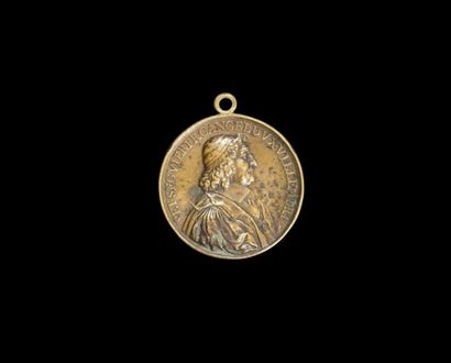 null Médaille en bronze par Jean Warin (1607-1672). Bélière..
A / Chancelier Séguier...