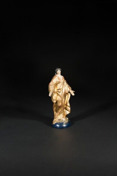 null Vierge de l’Immaculée Conception en bois sculpté en ronde-bosse, polychromé...