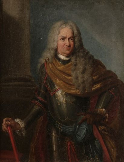 null Bartolomeo NAZARI .
(Clusone 1699- Milan 1758).
Portrait du capitaine de Mer,...
