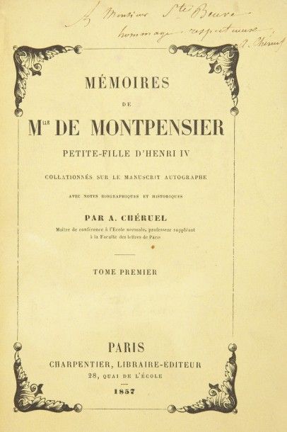 MONTPENSIER (Anne-Marie-Louise-Henriette d’Orléans, duchesse de). Mémoires de Mlle...