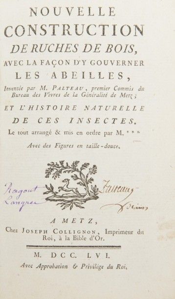 FORMANOIR DE PALTEAU (Guillaume Louis). Nouvelle construction de ruches de bois,...