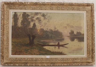 null 6169/18 Ecole française XXe siècle
Bord de rivière.
Huile sur toile.
