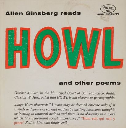 Allen GINSBERG 
33 T «Howl And Other Poems»
Label Fantasy 7006 Éditions USA, 195...