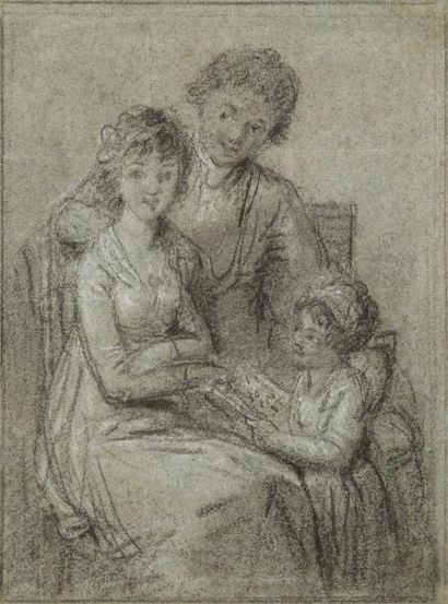 Jean Baptiste MALLET (Grasse 1759 - Paris 1835) 
L'Heureuse famille
Pierre noire...