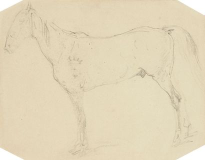 Horace VERNET (1789-1863) 
Deux études d'un cheval - Étude de selle
Trois dessins...