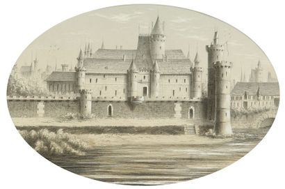 GUILLEMIN (XIXe - XXe siècle) 
Châteaux forts
Paire de dessins à la mine de plomb...